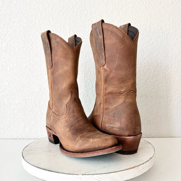 Lane Boots Shoes - Lane PLAIN JANE Brown Cowboy Boots Womens 7.5 Leather Western Midi Calf Tall